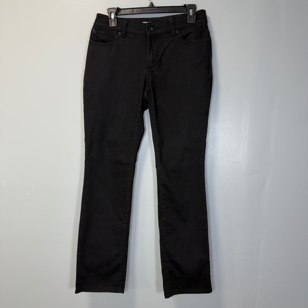 Chicos Platinum Denim Black Straight Leg Jeans Size XS Short